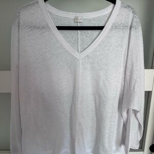 Women's White V-Neck Top